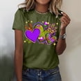 thumbnail image 4 of TSADFHJI Chandail en Molleton Col Rond Femme TP Femmes Décontracté Mardi Impression Chemises Col Rond Manches Courtes Tee Tops Tunique Blouse L Vert, 4 of 5