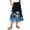 Dark Blue, variant on WTOBBY Vacation Style Floral Pleated Skirt Women's Drawstring High Waist Long Skirt Lightweight Summer Beach Skirt Tiered Flowy Boho Skirt with Elastic Waistband,Black L