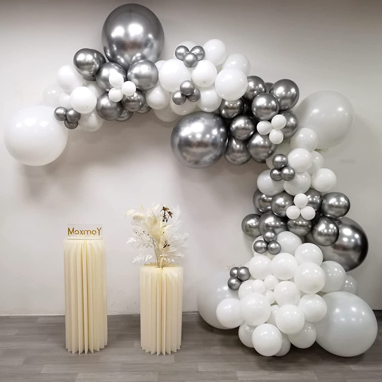 DIY GARLAND BALLOONS SILVER 66PCS WITH TAPE 4M & STICKERS - Pergamos