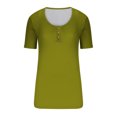 thumbnail image 3 of loopsun Plus Size Tops for Womens,Womens Summer Tops,Women's Round Neck Button Up T-shirt Loose Short Sleeved Top Army Green L, 3 of 4