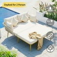 thumbnail image 5 of SEGMART 2-Person Outdoor Patio Daybed, Sunbed Furniture with 4 Pillow and 2 Backrest Cushion, Outdoor Lounge Chairs, Woven Nylon Rope Backrest for Balcony, Poolside, Lawn, Garden, Beige, 5 of 8