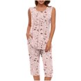 thumbnail image 2 of Conjunto de Verano para las Mujeres Impreso Cuello Redondo sin Mangas Y Pantalones, Casual de Dos Piezas para las Mujeres, 2 of 5