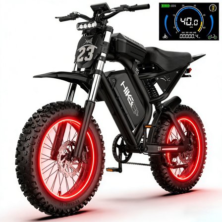HiKeep 1500W/3000W Peak Off-Road Electric Bike for Adults, 52V 40Ah UL Battery, 20"x4" Fat Tire Dirt Ebike, 40MPH E-Mountain Bike, 40-85 Miles Range, UL 2849