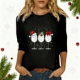 thumbnail image 2 of Fiaer Christmas T Shirts for Women V Neck Crew Neck Shine Glass Holiday Tee 3/4 Sleeve Fall Loose Fit Plus Size Fashion Casual Xmas Tops Black XL, 2 of 4
