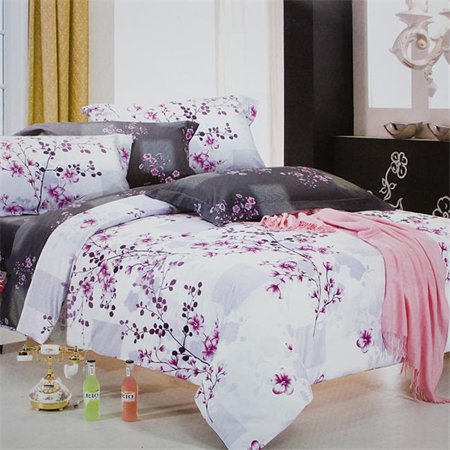 ZT01001-TWIN Plum in Snow 3 Piece Twin Comforter Cover-Duvet Cover Combo