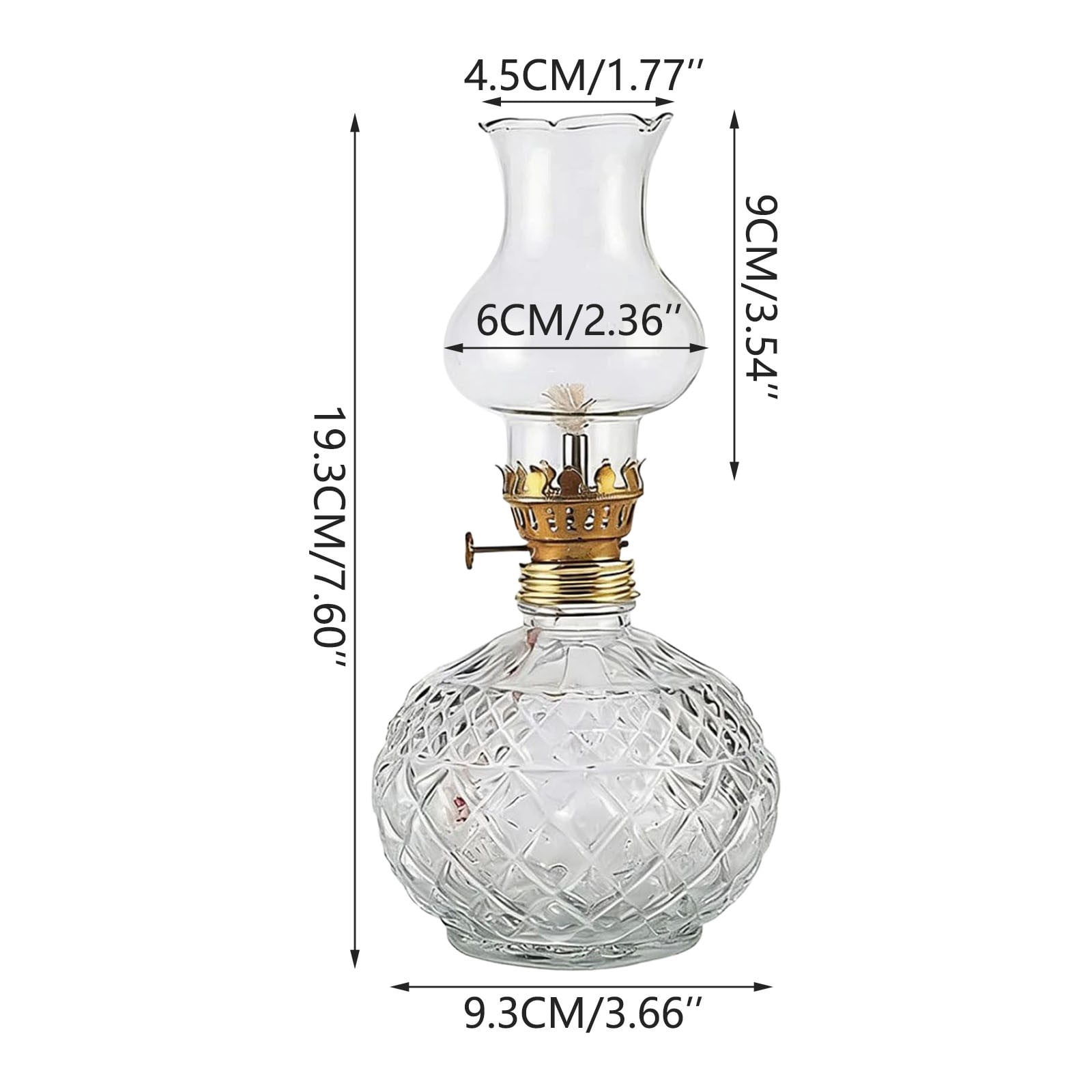 Vintage Style Oil Lamp with Glass Candle Holder, Vintage Glass Kerosene Lamp Lantern, Retro Glass Clear Kerosene Lamp Lantern, Clear Hurricane Oil Lamps for Table Centerpiece, Wedding Decor