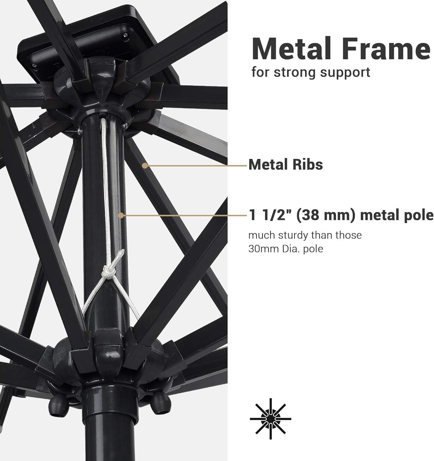 9ft Prelit Umbrella 3-Tiered Patio Umbrella with Lights, Khaki