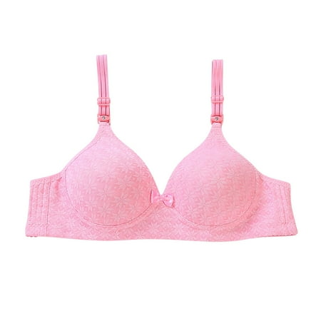 ATOYSOY Women s Everyday Bra Clearance Bralette Underwear Teens Comfort Bra Workout Push Up Breathable Bow Thin Lightly Wireless Watermelon Red 80B