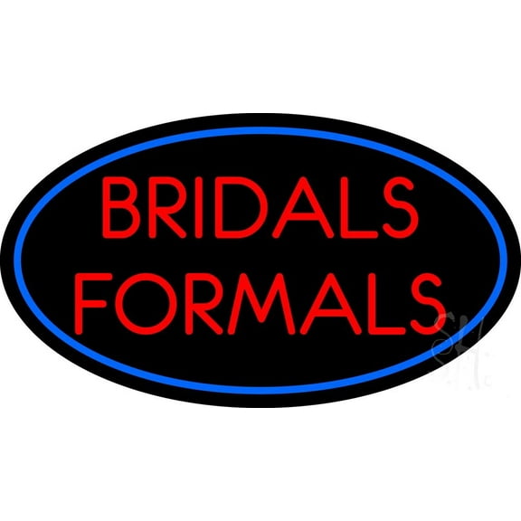 Oval Bridals Formals LED Neon Sign 13 x 24 - inches, Black Square Cut Acrylic Backing, with Dimmer - Premium built indoor Sign for Storefront, Store interior, Studio.