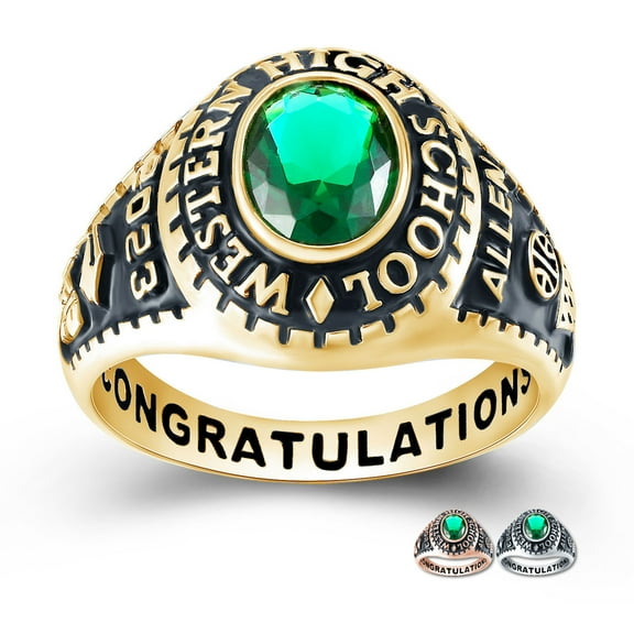 Mementos PJM Men's Class Rings Customized for High School or College-Sterling Silver 925/Gold