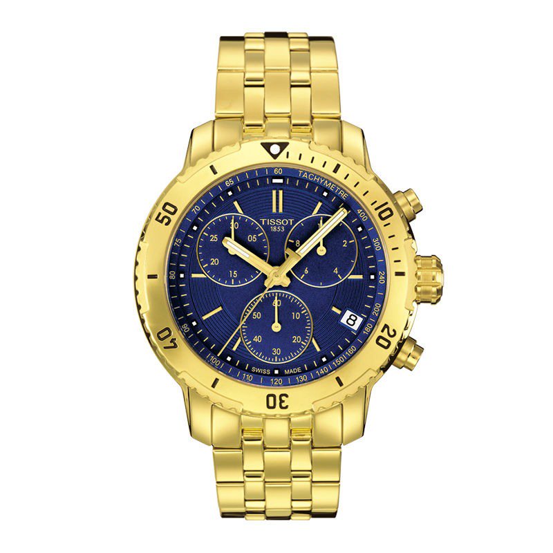 Tissot Tissot PRS200 Men's Blue Chronograph Dial Yellow Gold Watch