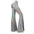 thumbnail image 4 of Women's Sparkly Sequins Flared Pants High Waist Bells Bottom Wide Leg Night Club Trousers, 4 of 7