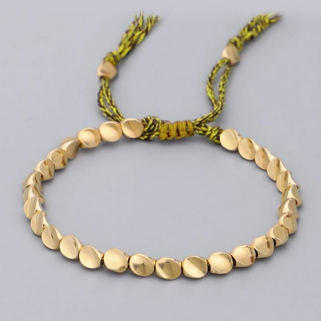 Pulseras para mujer, regalos para mujer, pulsera de cuerda de cuentas de cobre tibetano y brazaletes, pulsera unisex de hilo encerado para mujer.