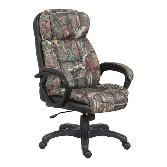 Pemberly Row 45.25" Fabric Executive Chair in Mossy Oak/Black