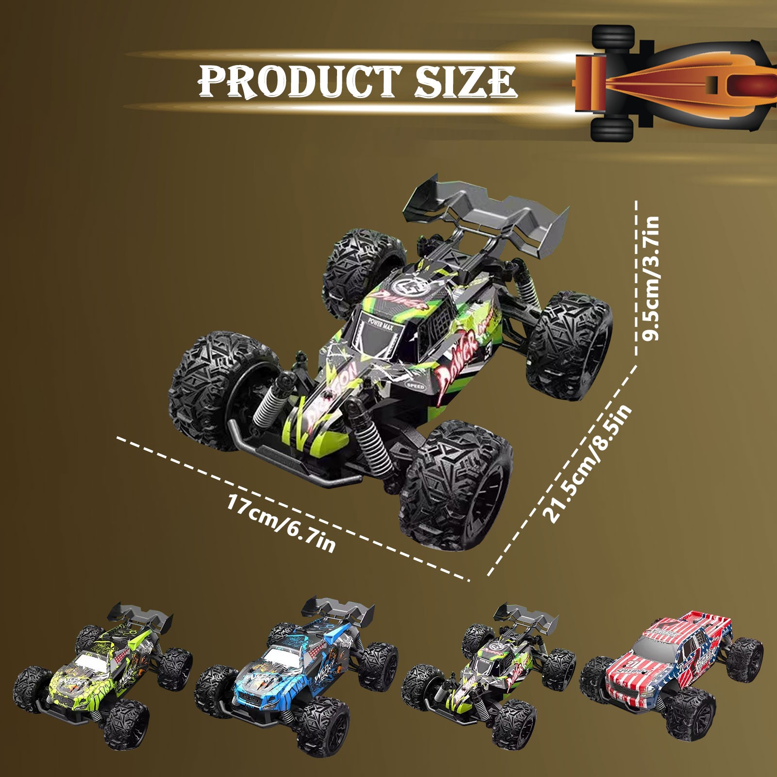 LGHDIWN 1:18 Scale All Terrain RC Cars, 40 KPH High Speed 4WD Electric Vehicle with 2.4 GHz Remote Control, 4X4 Waterproof Off-Road Truck with Two Rechargeable Batteries