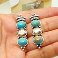thumbnail image 2 of HOOUN Vintage Zirconia Silver Earrings Ear Hook Women Wedding Dangle Drop Jewelry-Turquoise #6, 2 of 2