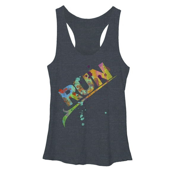 Women's CHIN UP Let the Colors Run  Racerback Tank Top Navy Blue Heather Small