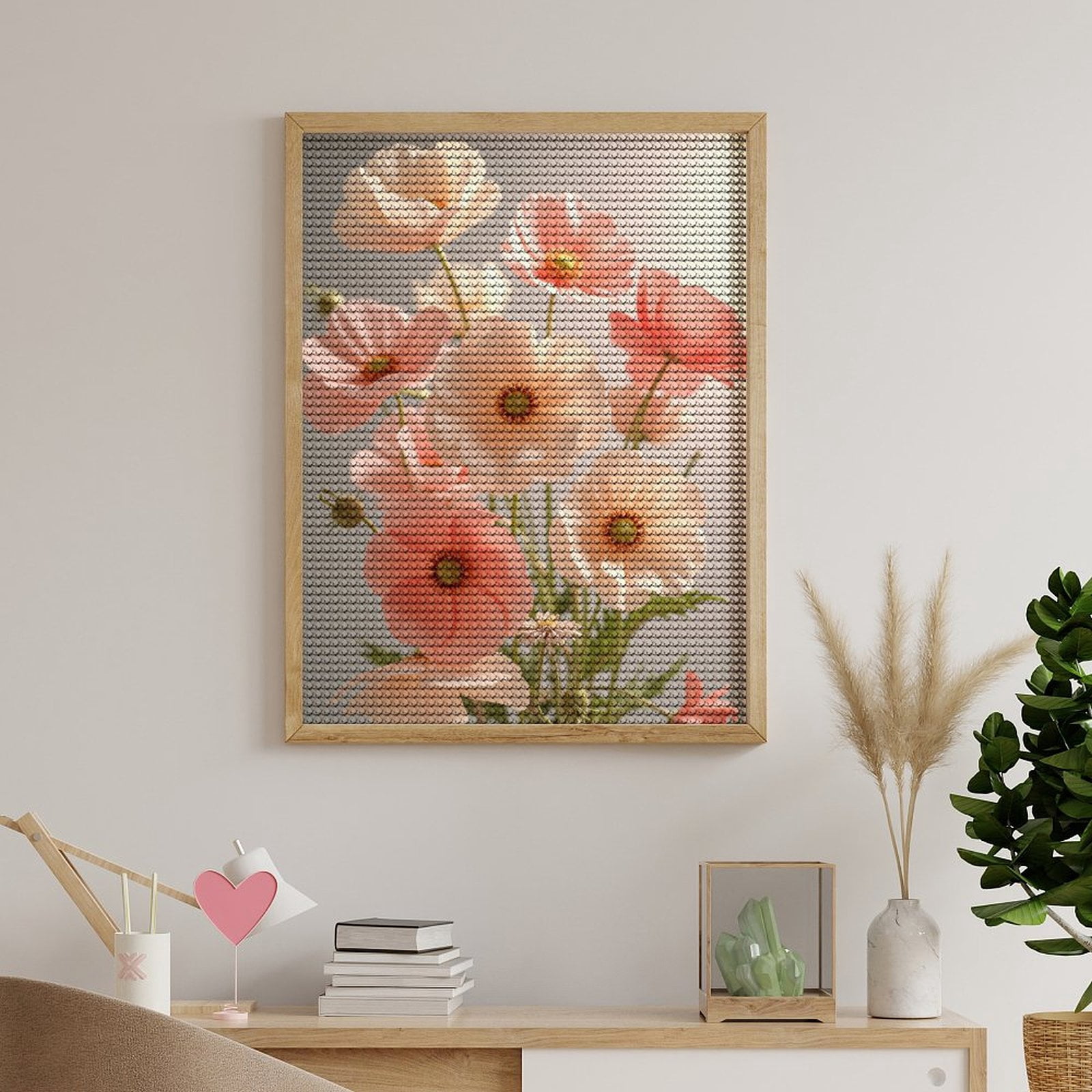 Diamond Art Kits for Adults, Blossoming Pastel Floral Arrangement 5D Diamond Painting Kits for Adults Beginners, DIY Full Drill Diamond Painting, Gem Art and Crafts 12x16