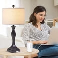 thumbnail image 3 of Kyrid 25.6'' Nightstand Table Lamp Set of 2 with USB and AC Ports,  Modern Table Lamps  for Living Room Bedroom(Bulbs Included), 3 of 8