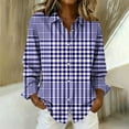 thumbnail image 2 of AKOEE Button Down Plaid Shirts for Women Regular Fit Long Sleeve Casual Lapel Collar Blouses Christmas Outfits (M, Purple 01), 2 of 3