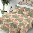 thumbnail image 3 of Ambesonne Tropical Abstract Fitted & Flat Sheet with Shams 4 Pcs Set, Vintage Autumn, Full, Blush Camel and Reseda Green, 3 of 5