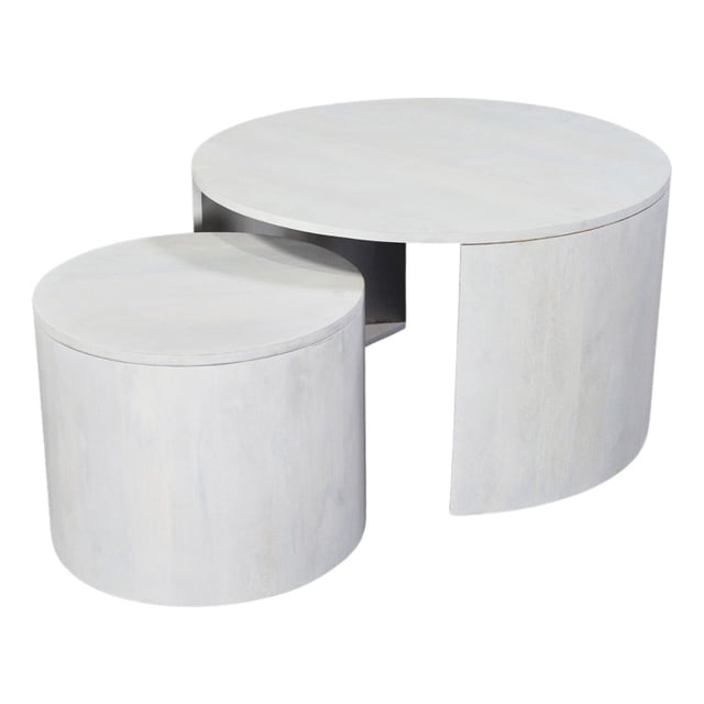 Carolina Sable 30" Round Nesting Coffee Table in Whitewash