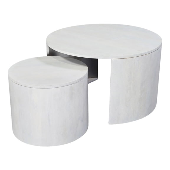 Carolina Sable 30" Round Nesting Coffee Table in Whitewash