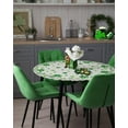 thumbnail image 4 of St. Patrick''s Day Green Lucky Clover Fitted Tablecloth for Round Table,Shamrock Leaves Table Cover with Elastic Edge Waterproof Table Cloth,Retro Linen Circle Table Covers for Kitchen Indoor 36-44in, 4 of 6