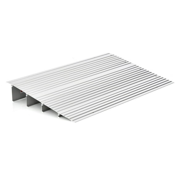 Gymax 4'' Door Threshold Ramp Aluminum Adjustable Rise Entry Ramp for Wheelchair