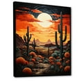 thumbnail image 2 of Designart "Tangerine Amber Cactus Desert Dusk Saguaro" Floral & Botanical Floater Framed Canvas Art Print, 2 of 7