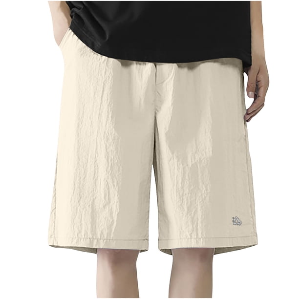Pantalones Cortos de Carga de los Hombres con Cordón Sólido Cintura Deportivo Pantalones Cortos de Gimnasio con Bolsillos, Desgaste Casual de Toda la Temporada