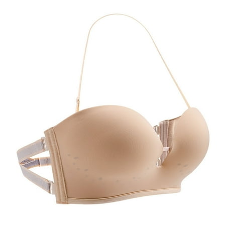 IROINNID Bra Front Strap Anti-slip Strip Strapless Sticky Invisible Push up Silicone Bra for Backless Dress with Nipple Covers