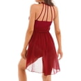 thumbnail image 3 of Yeahdor Costume de Danse Lyrique pour Femmes Robe Sans Manches Asymétrique Contemporaine Ballet Moderne Bourgogne A L, 3 of 6