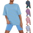 thumbnail image 6 of Tumotour Summer Pajamas Sets For Women 2 Piece Short Sleeve Lounge Sets Printed Round Neck T-Shirts Tops Biker Shorts Set Workout Reversible Tracksuit, 6 of 6