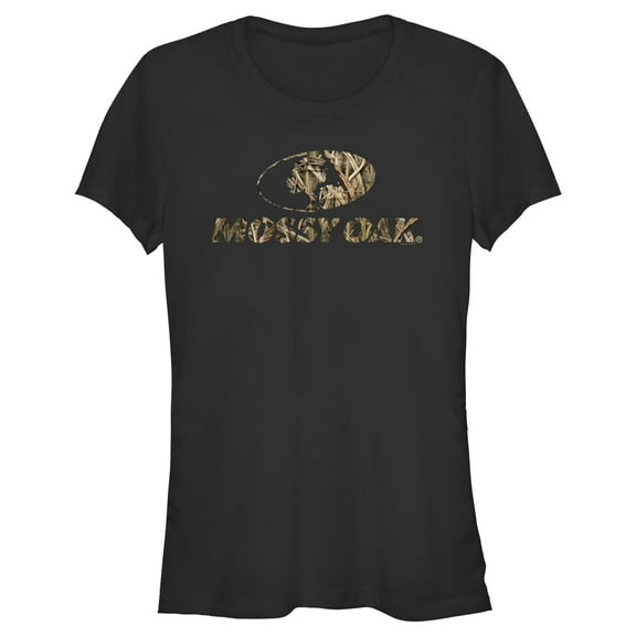 Junior's Mossy Oak Grass Blades Filled Logo Graphic Tee Black 2X Large