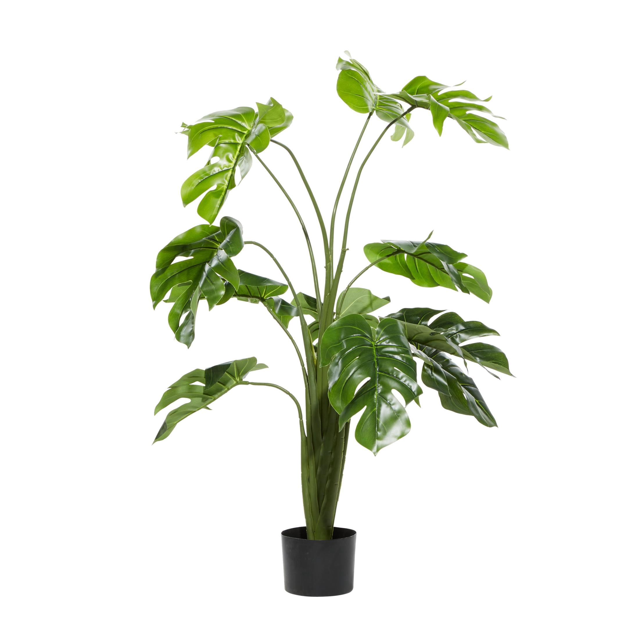 DecMode 48" Artificial Monstera Plant in Realistic Leaves and Black Plastic Pot