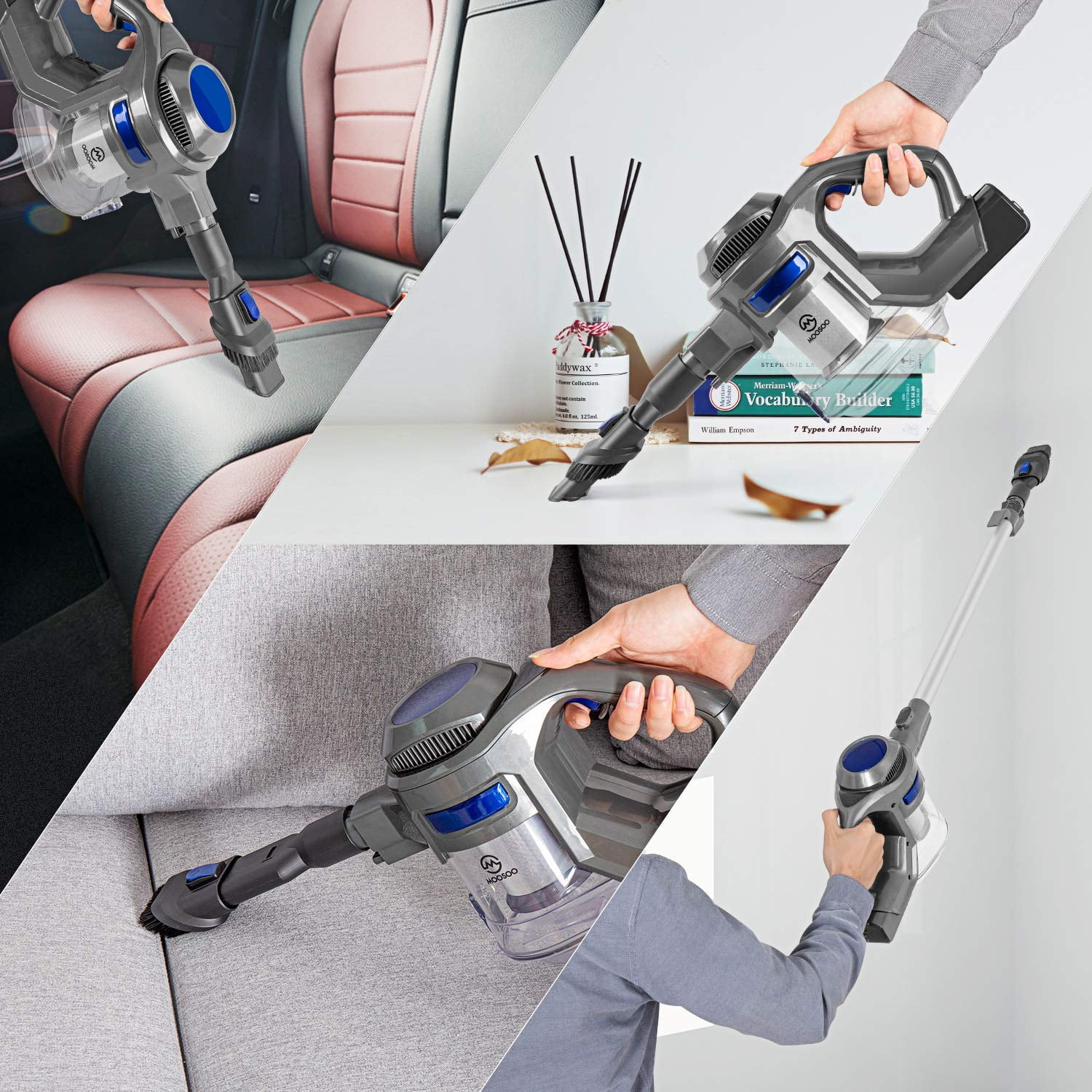 Moosoo Cordless Vacuum 4in1 Lightweight Stick Vacuum Cleaner, XL618A