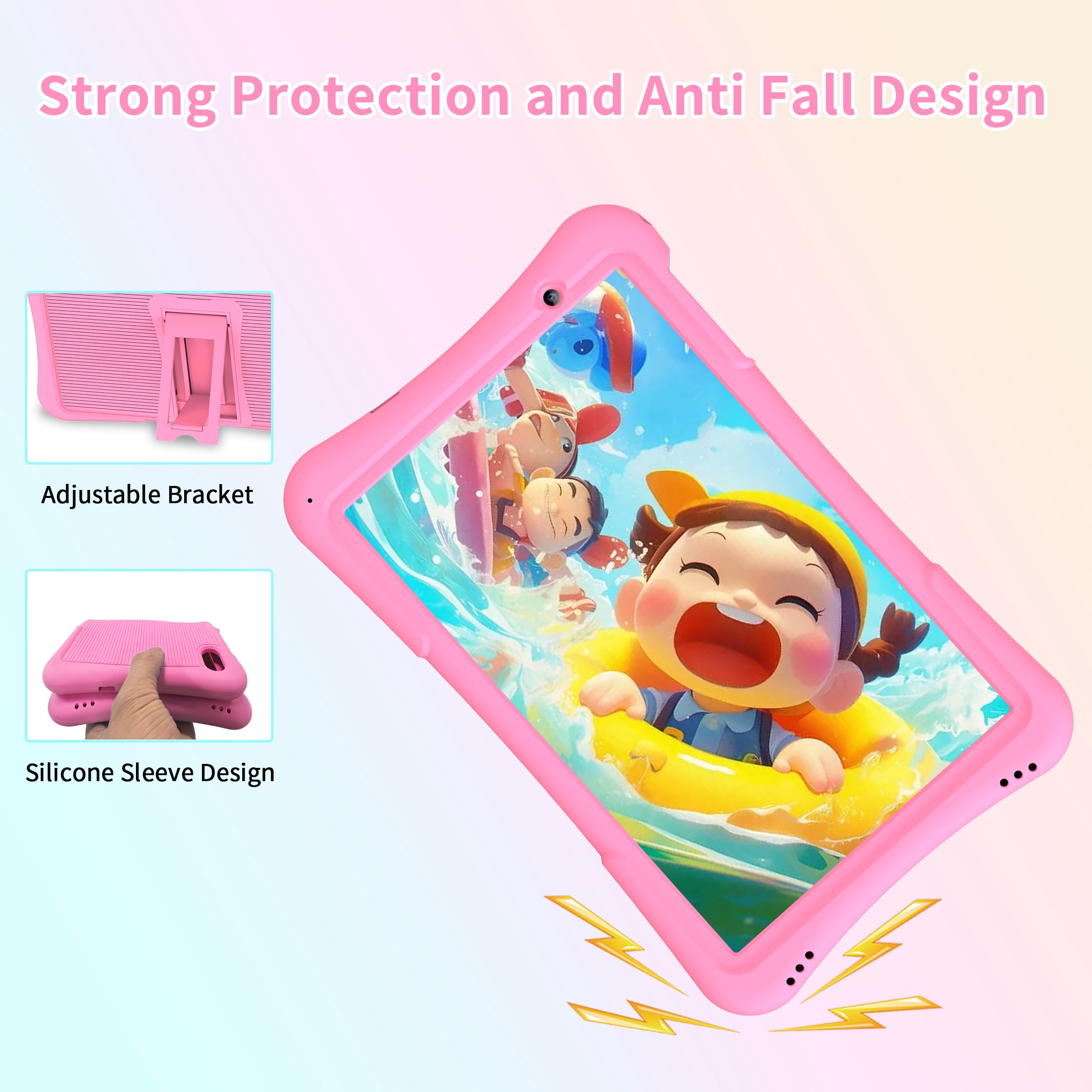 QunyiCo Kids Tablet 10 inch,Android Tablet for Kid,4GB RAM 32GB ROM,Quad Core Processor,Parental Control,1280 * 800 Resolution,6000mAh Battery,Pink