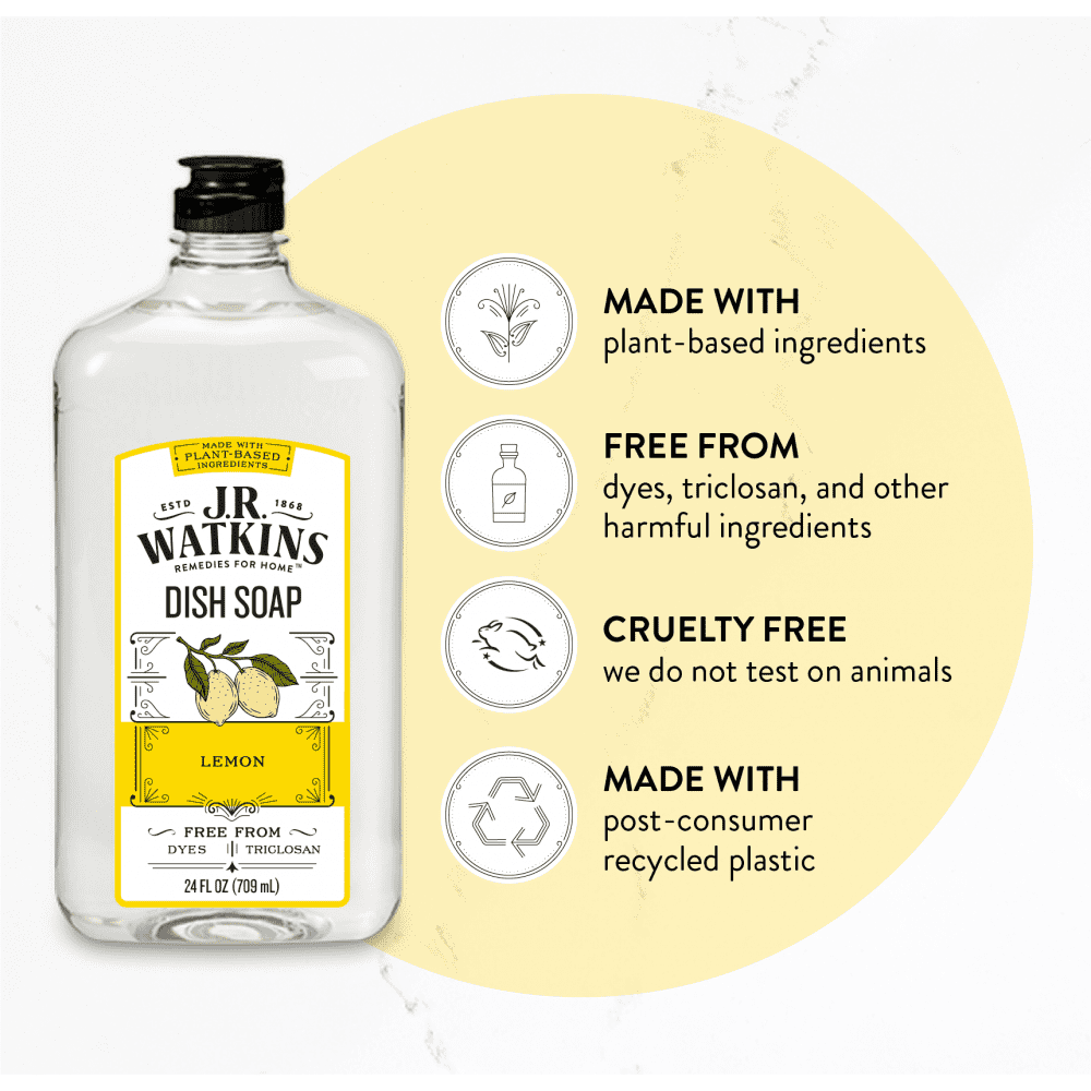J.R. Watkins Dish Soap, Lemon, 24 oz