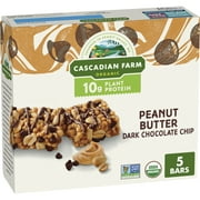 Cascadian Farm Organic Peanut Butter Dark Chocolate Chip Protein Bars, 5 Bars, 8.85 oz.