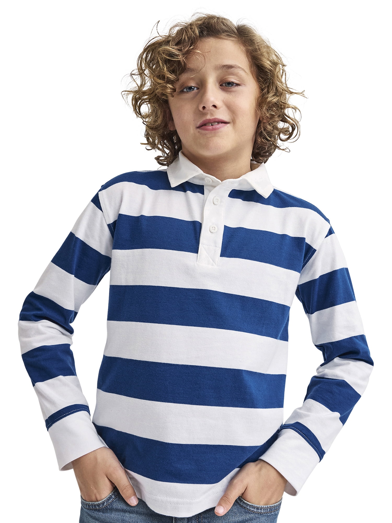 The Children's Place Boys Long Sleeve Striped Rugby Polo, Sizes XS-XXL