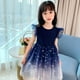 thumbnail image 1 of Vestido de verano para niñas, estilo cielo estrellado, degradado, manga corta, vestido de princesa, vestido de velo de ponte, falda para niñas, 1 of 5