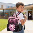thumbnail image 4 of HUIACONG Pink Glitter Axolotl 13.5 Inch School Backpack for Girls Kids, Lightweight Water Resistant Bookbag with Adjustable Breathable Padded Straps, Multi Pocket Daypack for School Travel Daily Use, 4 of 7