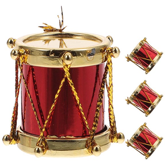 FOMIYES Mini Drum Model Adornments 4Pcs Tiny Instrument PP Red 1.2x1.2x1.2in for Interior Decoration and Collection