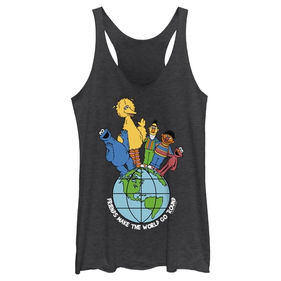 Women's Sesame Street Friends Make the World Go Round Racerback Tank Top