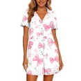 thumbnail image 4 of Nightgown Women New Women’s Print Nightshirt with Pockets Lapel Neck Button Loose Nightgown Summer Ruffle Short Sleeve Casual Sleep Dress, 4 of 7