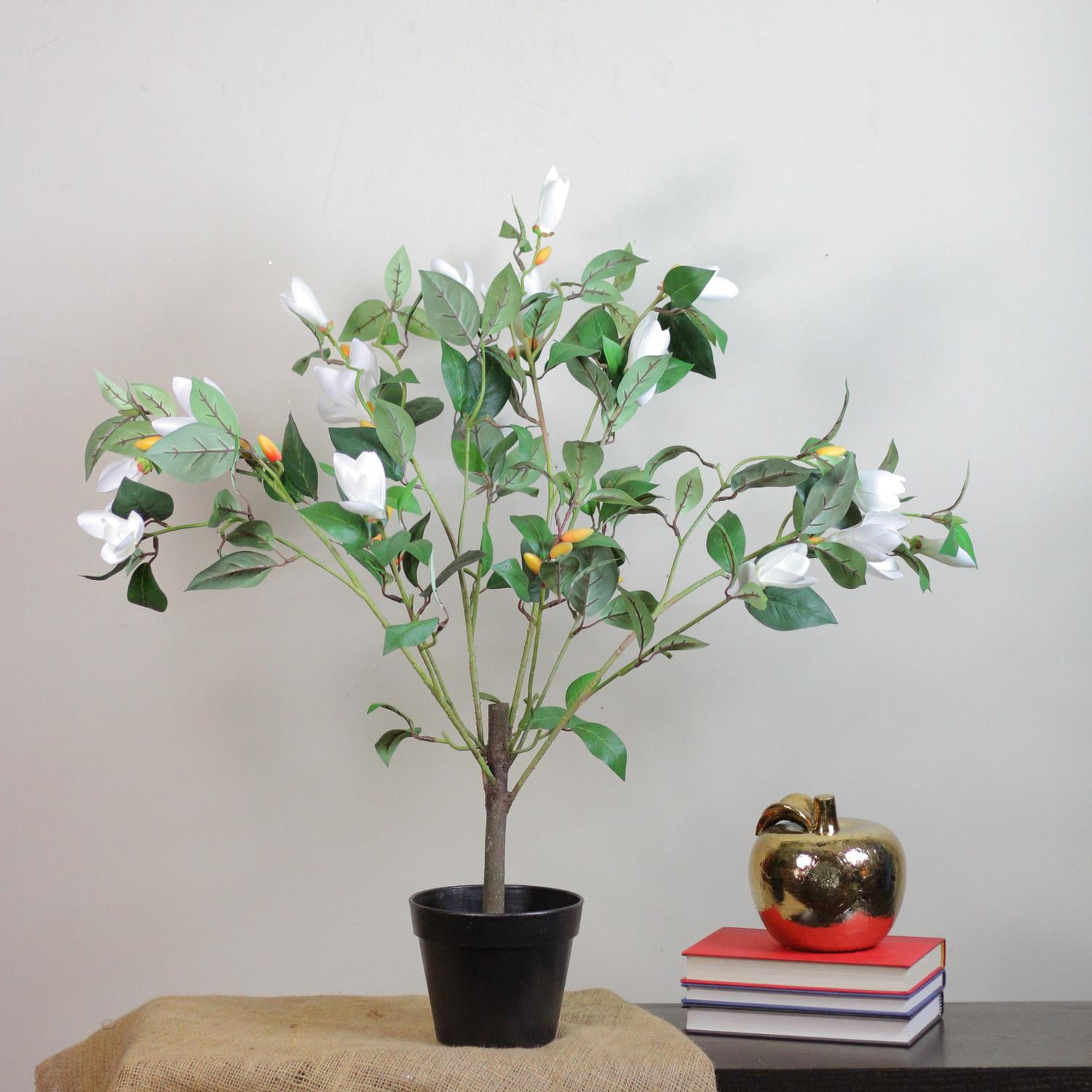 Northlight 32.5" Artificial Potted White Lily Magnolia Flowering Tree