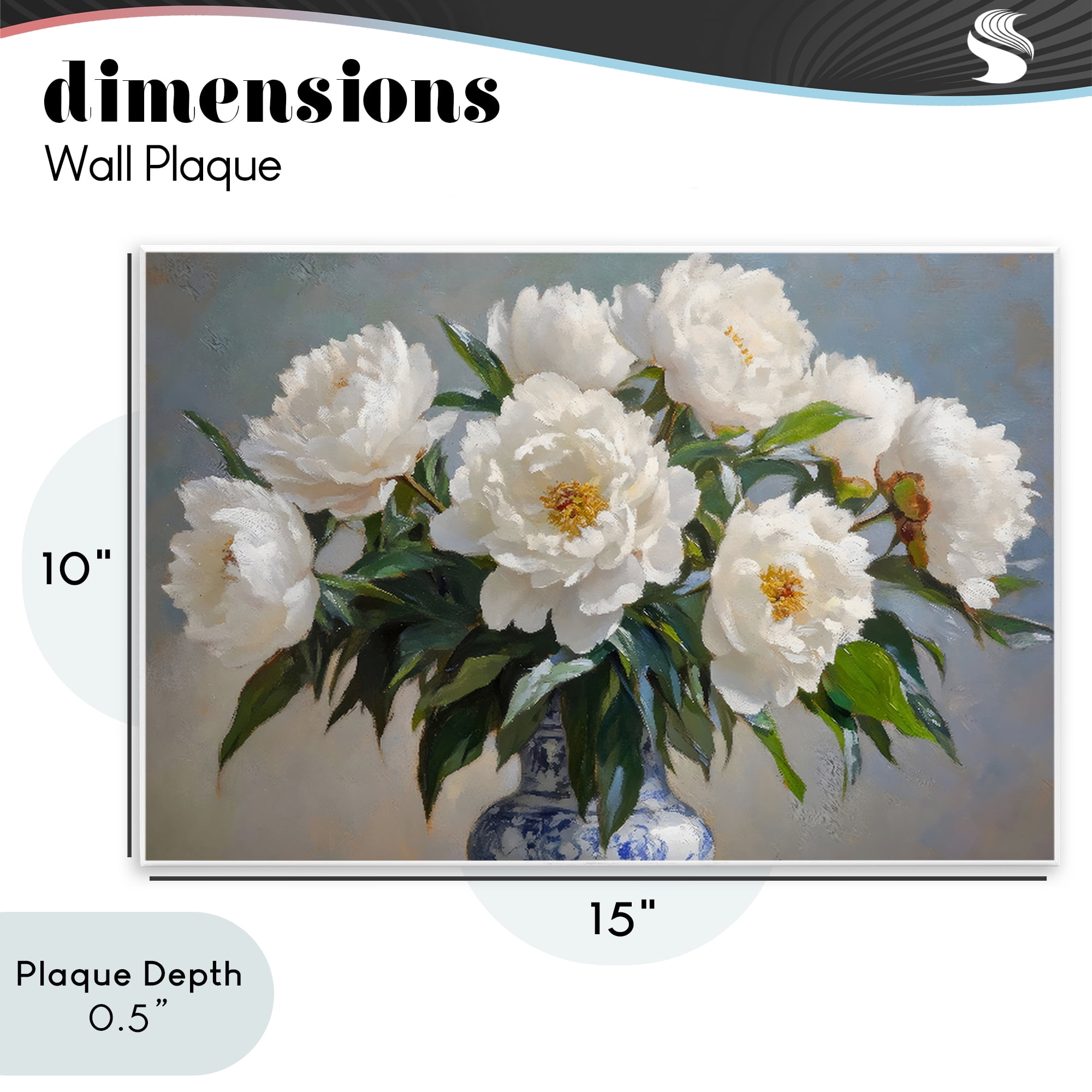 Stupell Industries In Full Bloom White Peonies Wall Plaque Art, design by Petal Prints Design