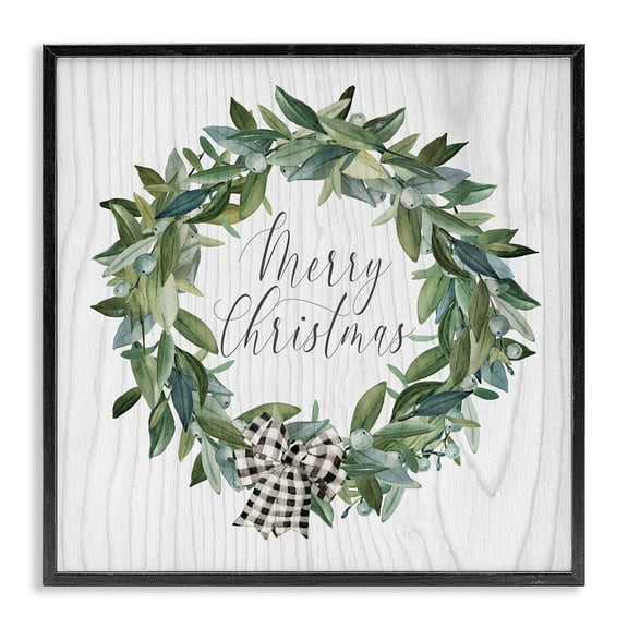 Stupell Industries Cottage Tartan Bow Wreath Black Framed Giclee Art, 12 x 12, by Carol Robinson