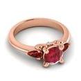 thumbnail image 3 of Diamond-Capitals 2.50 Carat Fine Round Cut Red Ruby & Garnet Gemstone Three Stone Bridal Ring for her Solid 14K Rose Gold Size 8.5, 3 of 8